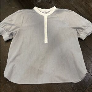 Ann Taylor Navy and White Striped Blouse